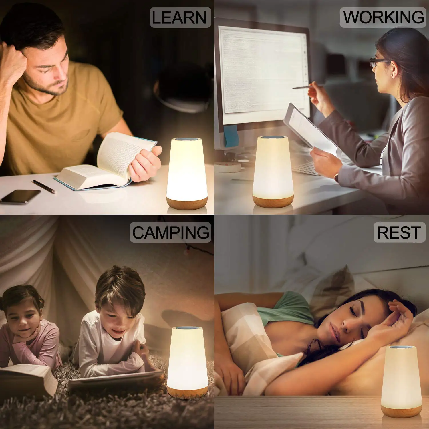 13 Color Changing Night Light Remote Control Touch USB Rechargeable RGB Night Lamp Dimmable Lamp Portable Table Bedside Lamp - Image 6